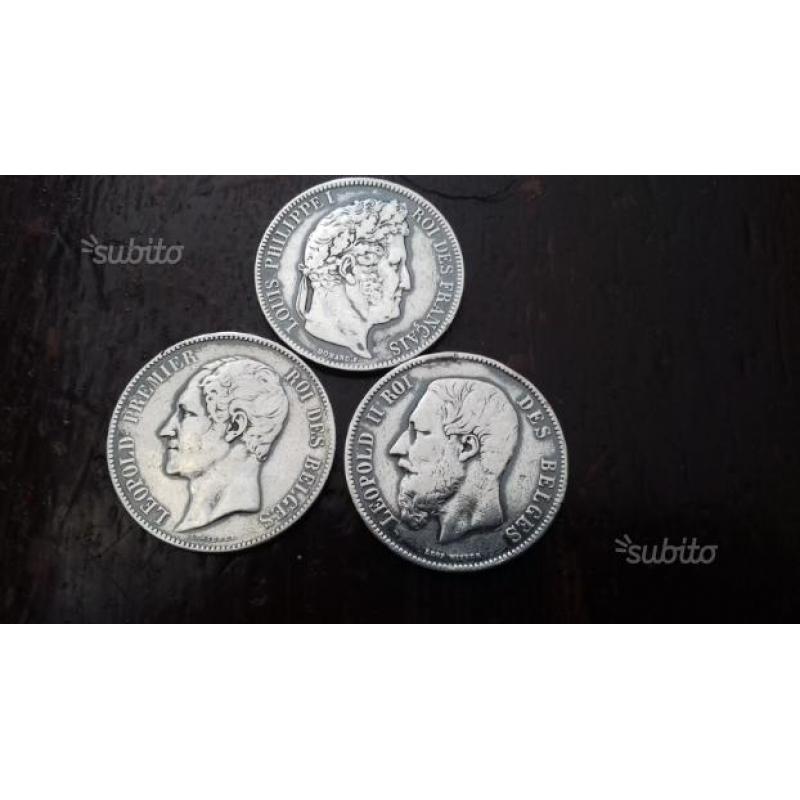 Tre monete argento anno 1841 1850 1872